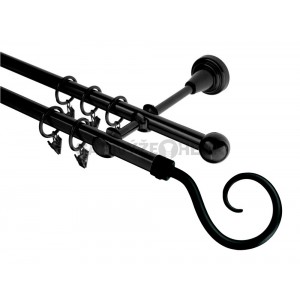 Garnýž kovová 3m, dvouřadá - dvojitá, Hák, černá