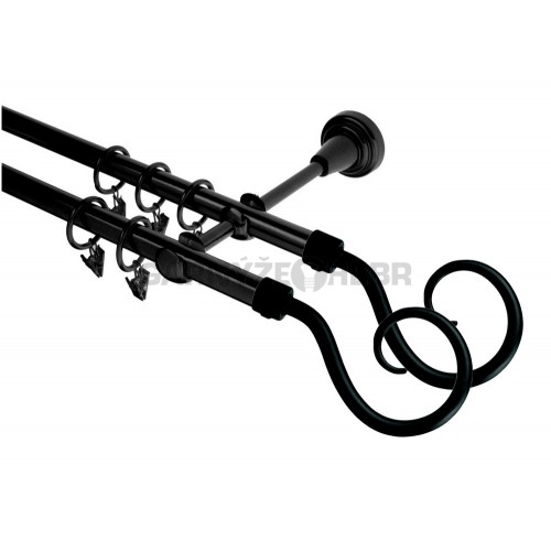 Garnýž kovová 360 cm dvouřadá - dvojitá 16 Hák double černá