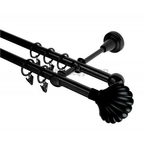 Garnýž kovová 280 cm dvouřadá - dvojitá 16 Mušle černá