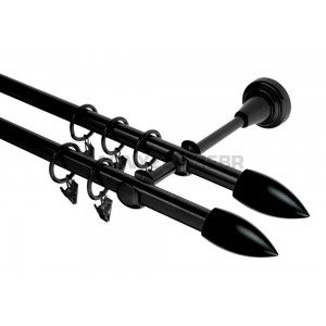 Garnýž kovová 3m, dvouřadá - dvojitá, Špice double, černá