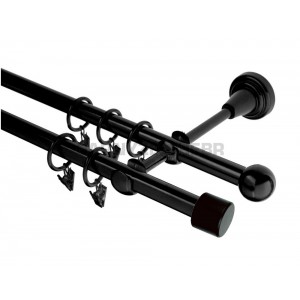 Garnýž kovová 3m, dvouřadá - dvojitá, Válec, černá