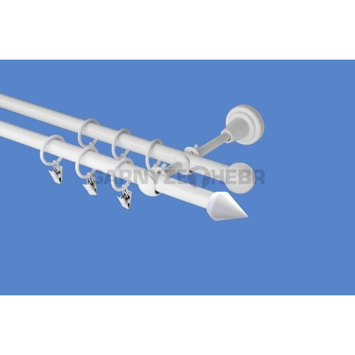 Garnýž kovová 380 cm dvouřadá - dvojitá 16 Hrot bílá