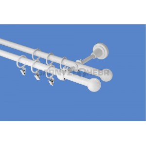 Garnýž kovová 3m, dvouřadá - dvojitá, koule, bílá