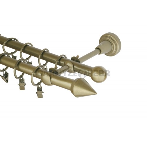 Garnýž kovová 340 cm dvouřadá - dvojitá 16 hrot zlatá antik